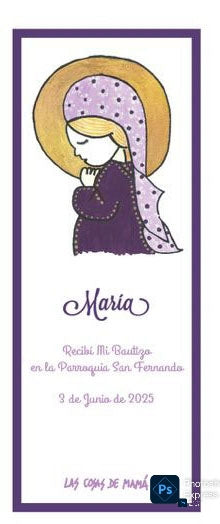 Recordatorio / Separapáginas VIRGEN NIÑA BAUTIZO borde