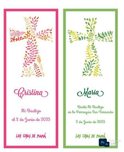 Recordatorio / Separapáginas CRUZ BAUTIZO borde