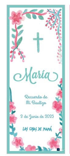 Recordatorio / Separapáginas FLORES BAUTIZO borde