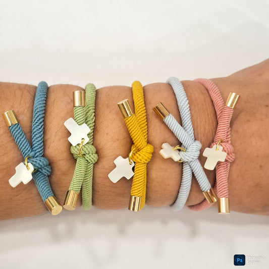 Pulsera nudo CRUZ NÁCAR