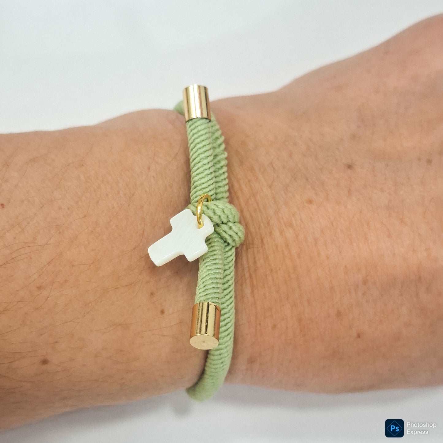 Pulsera nudo CRUZ NÁCAR