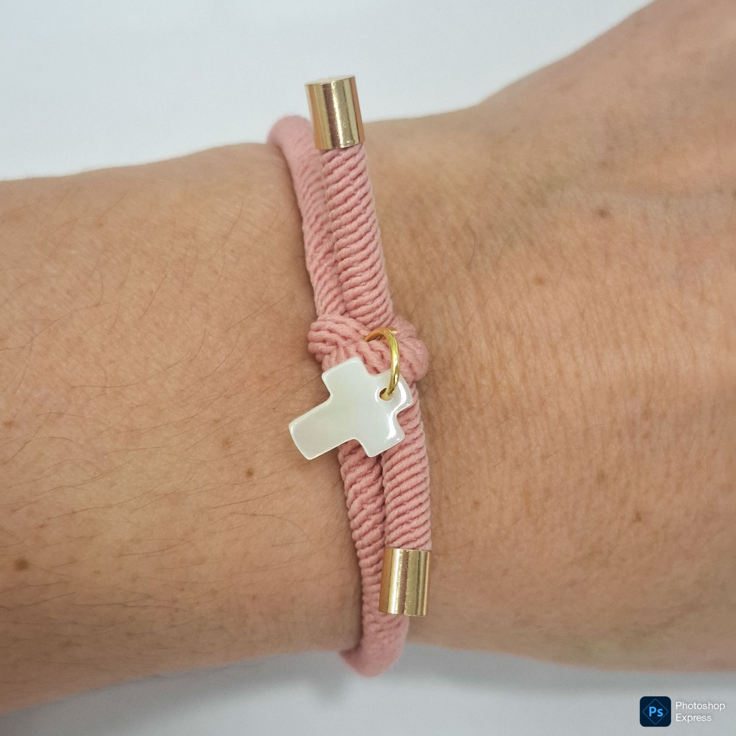 Pulsera nudo CRUZ NÁCAR