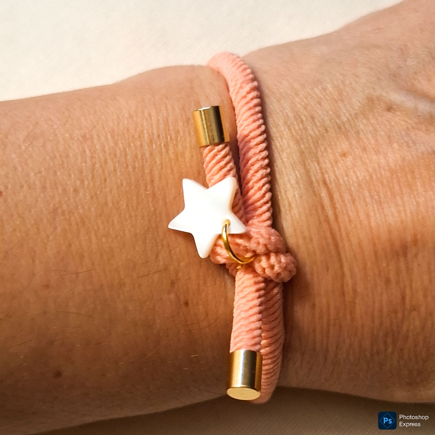 Pulsera nudo ESTRELLA NÁCAR