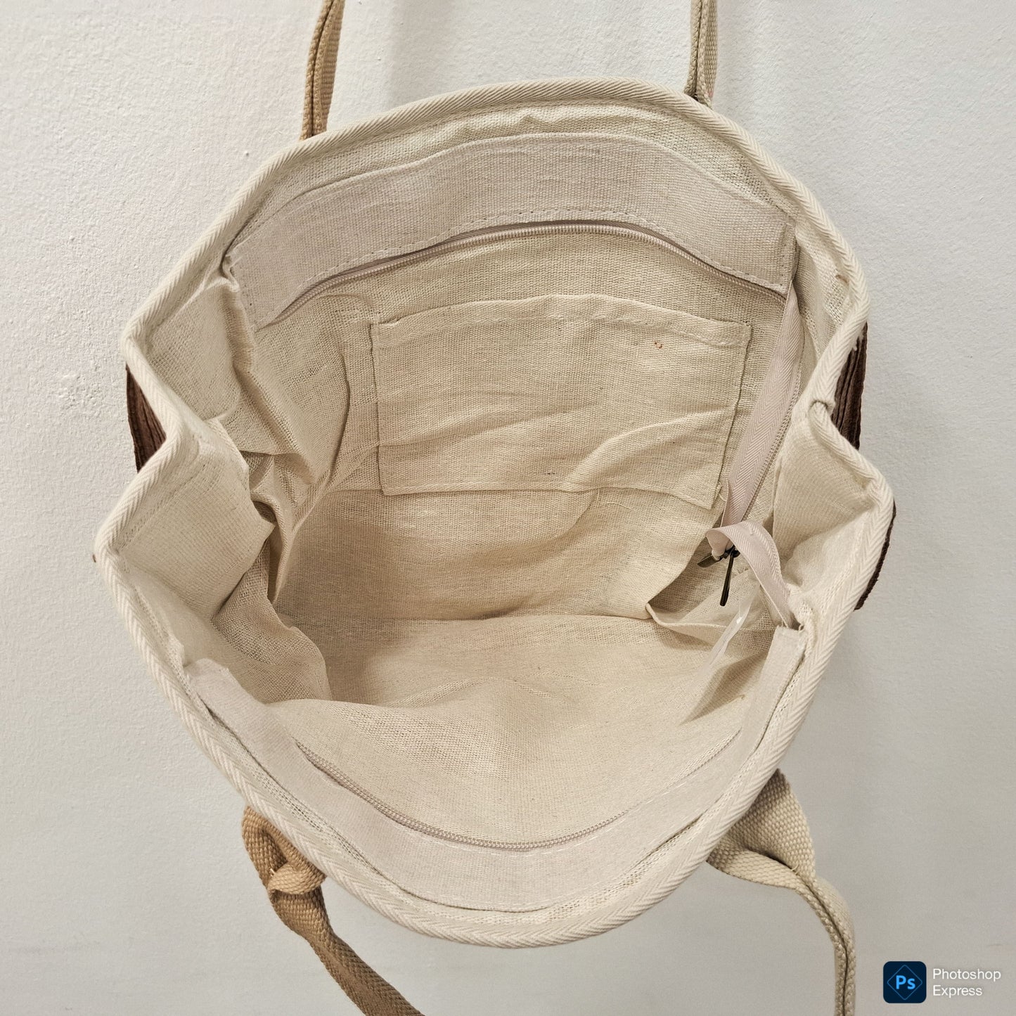 Bolso RAFIA beige y blanco