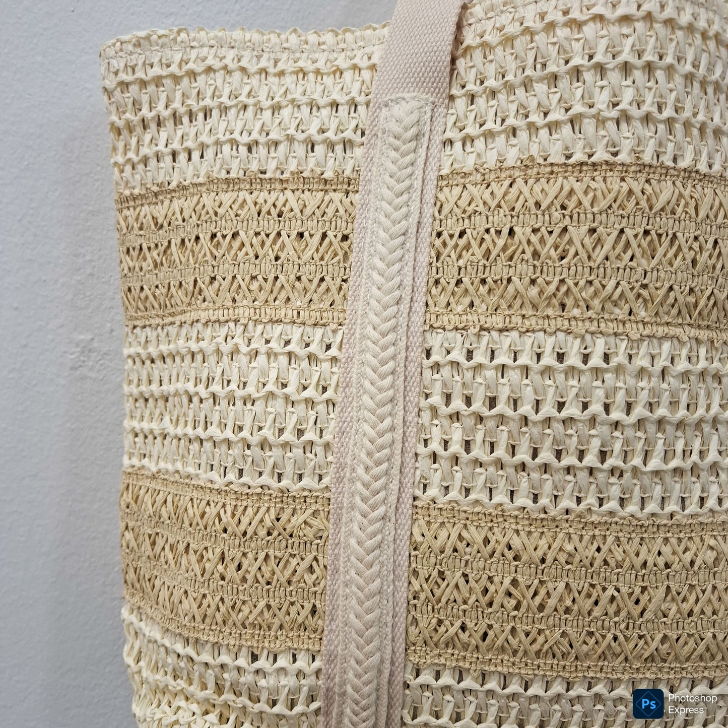 Bolso RAFIA beige y blanco
