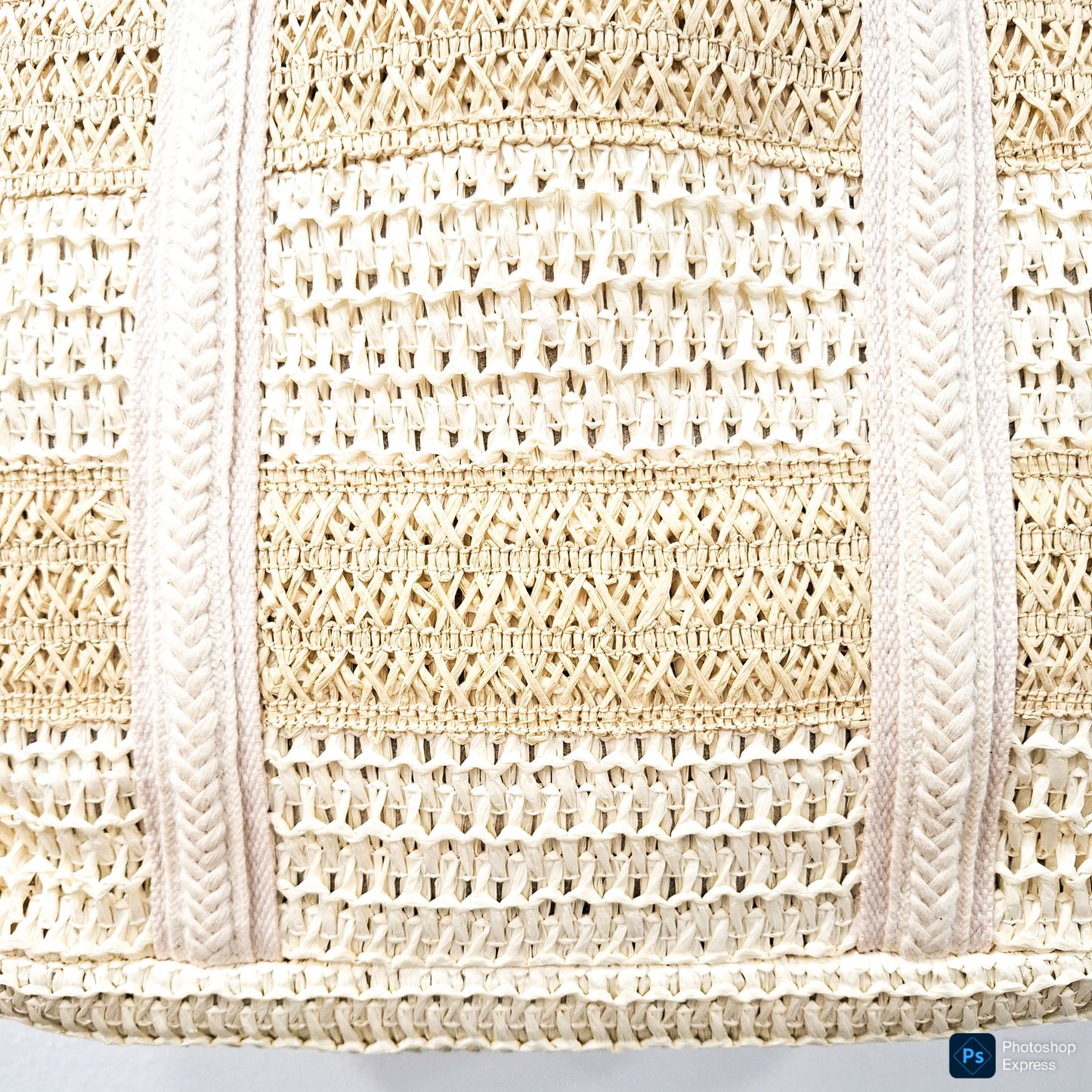Bolso RAFIA beige y blanco