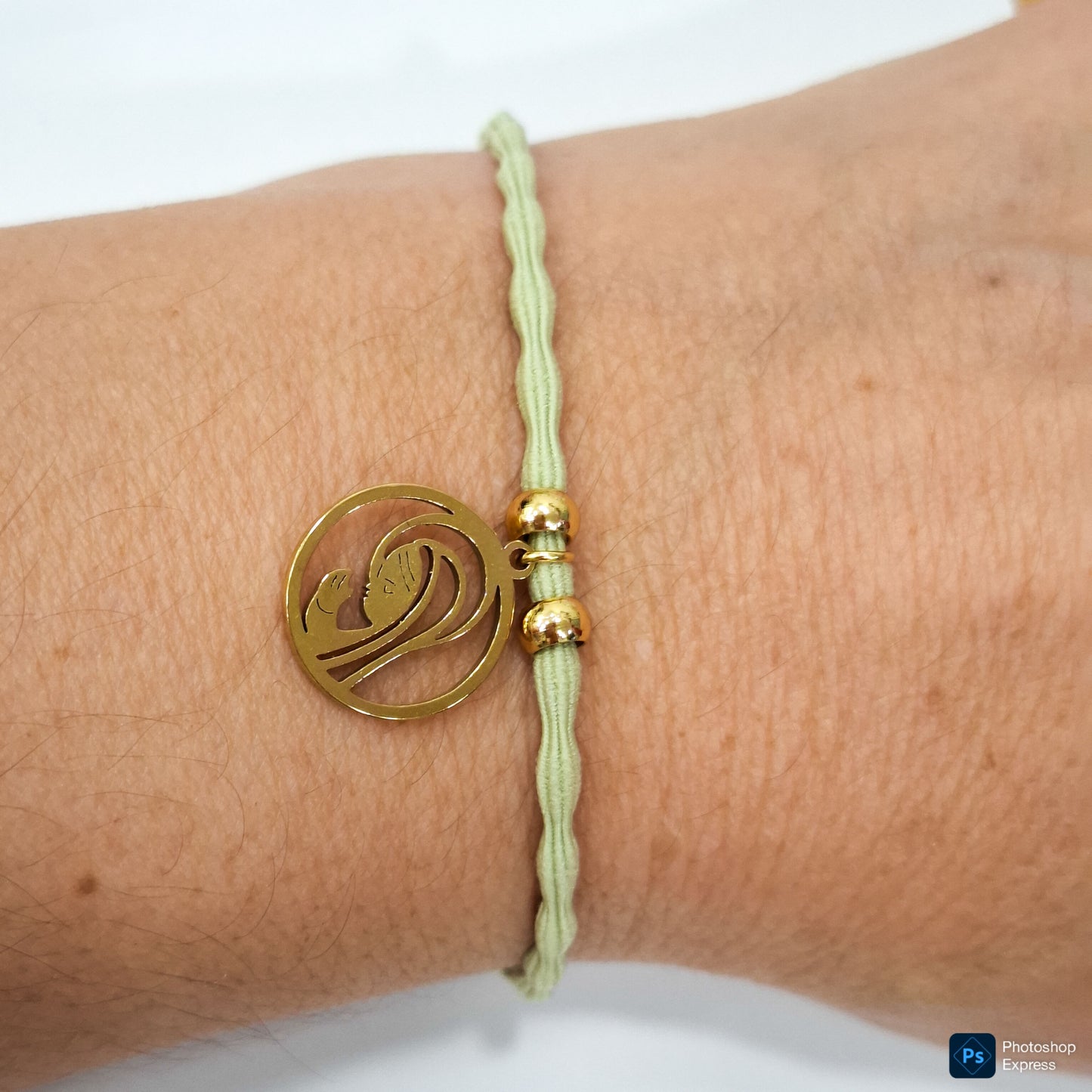 Pulsera goma rizada VIRGEN NIÑA ACERO INOXIDABLE
