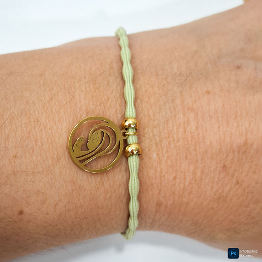 Pulsera goma rizada VIRGEN NIÑA ACERO INOXIDABLE
