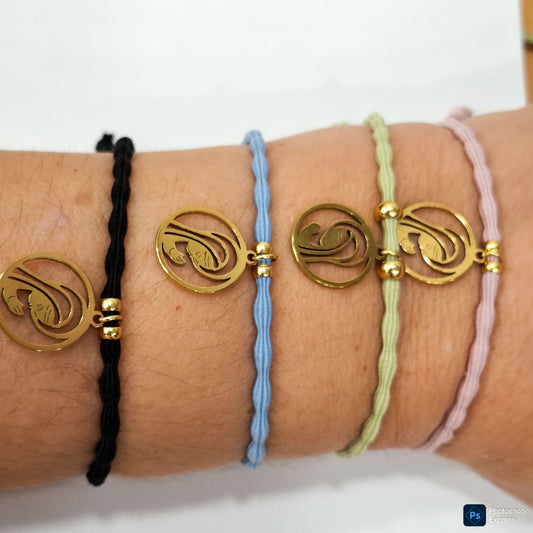 Pulsera goma rizada VIRGEN NIÑA ACERO INOXIDABLE