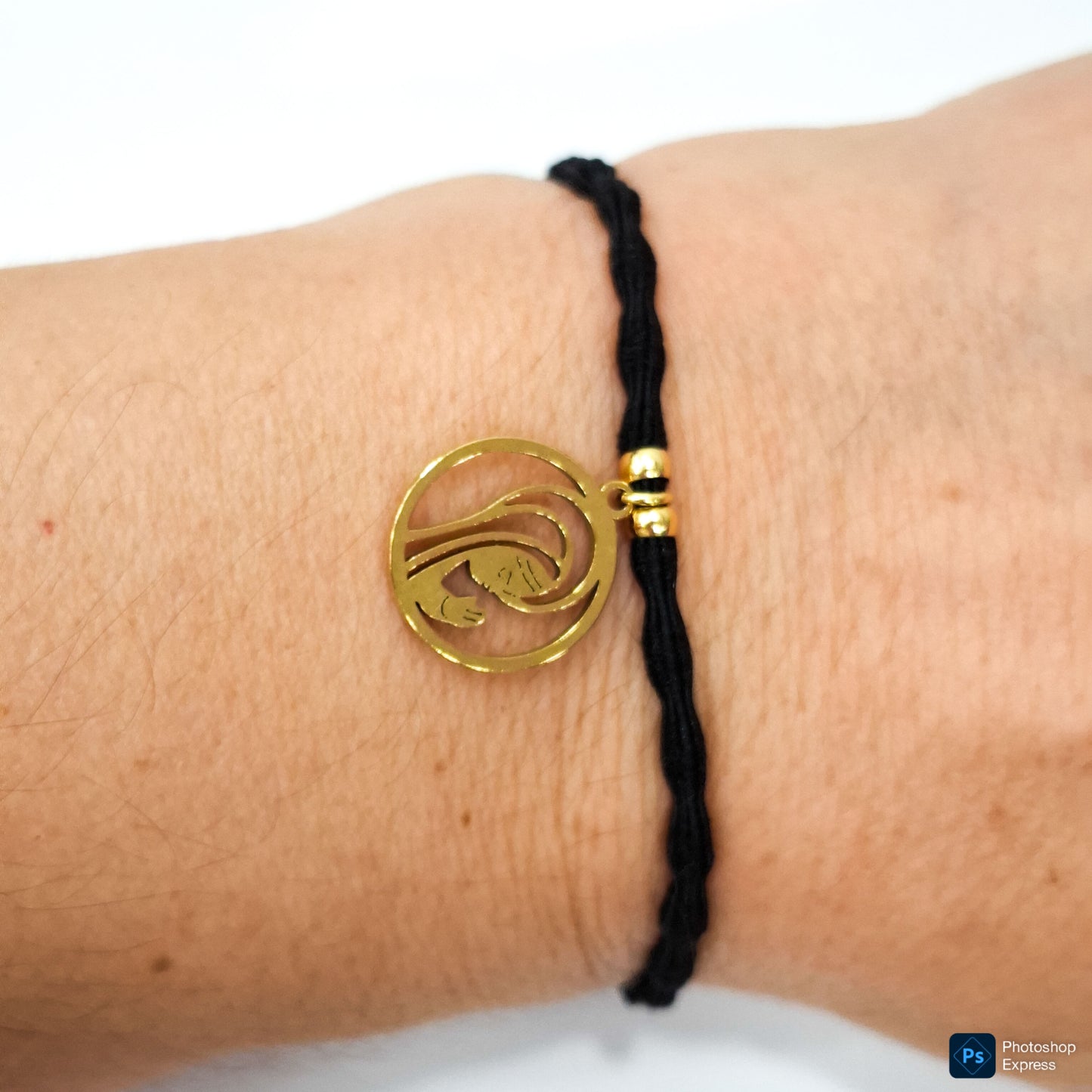 Pulsera goma rizada VIRGEN NIÑA ACERO INOXIDABLE