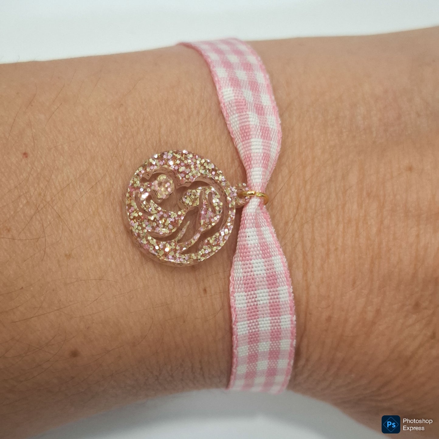 Pulsera cuadro Vichy VIRGEN NIÑA ACRÍLICA