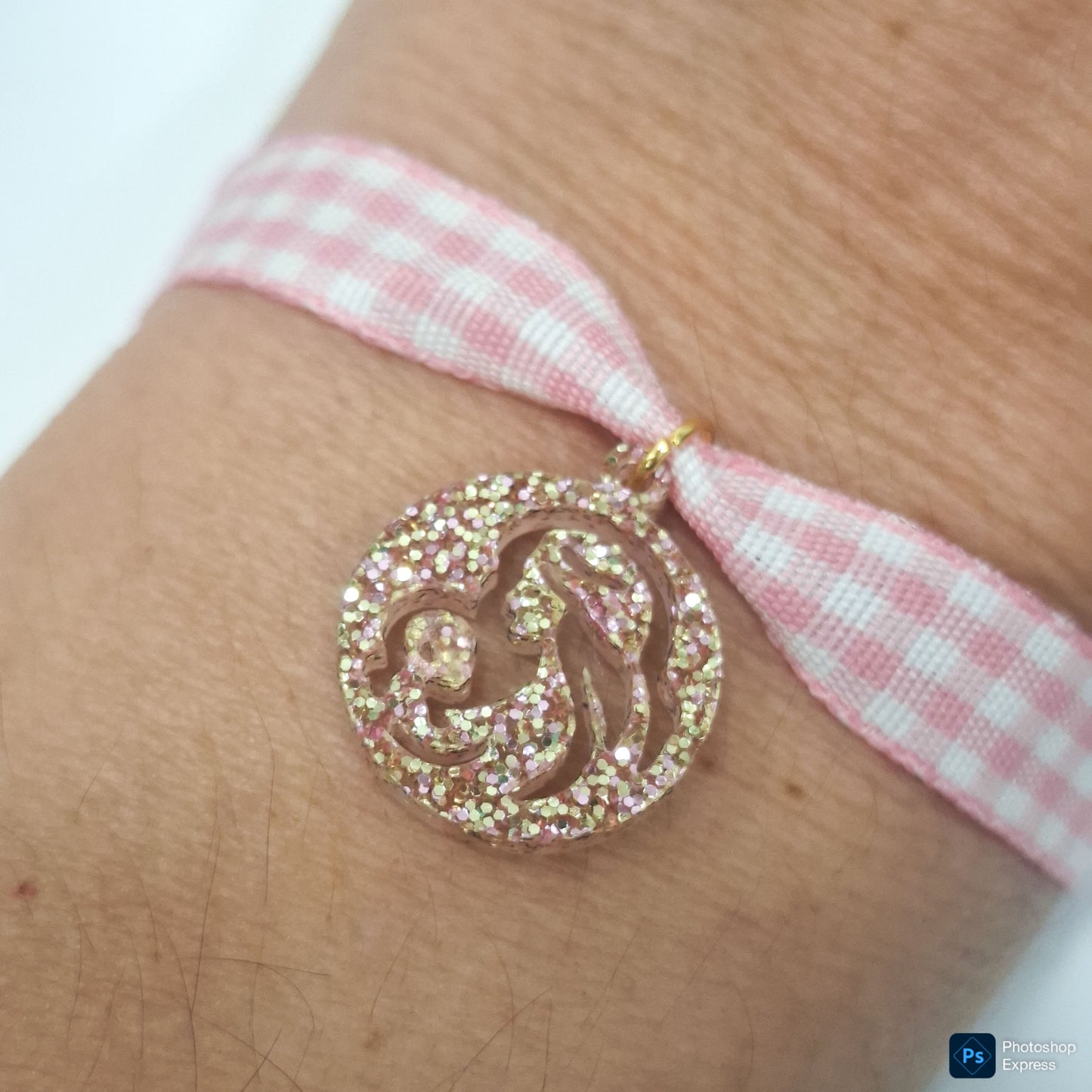 Pulsera cuadro Vichy VIRGEN NIÑA ACRÍLICA