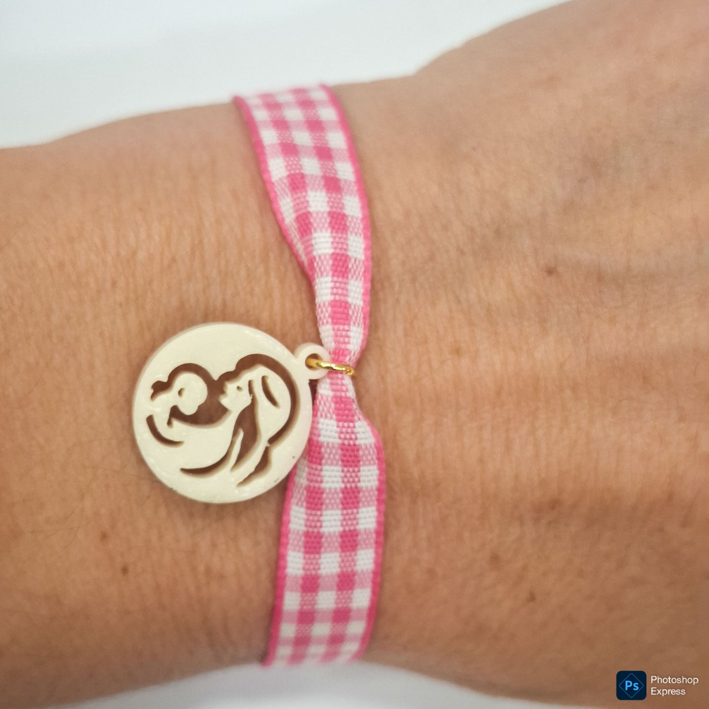 Pulsera cuadro Vichy VIRGEN NIÑA ACRÍLICA