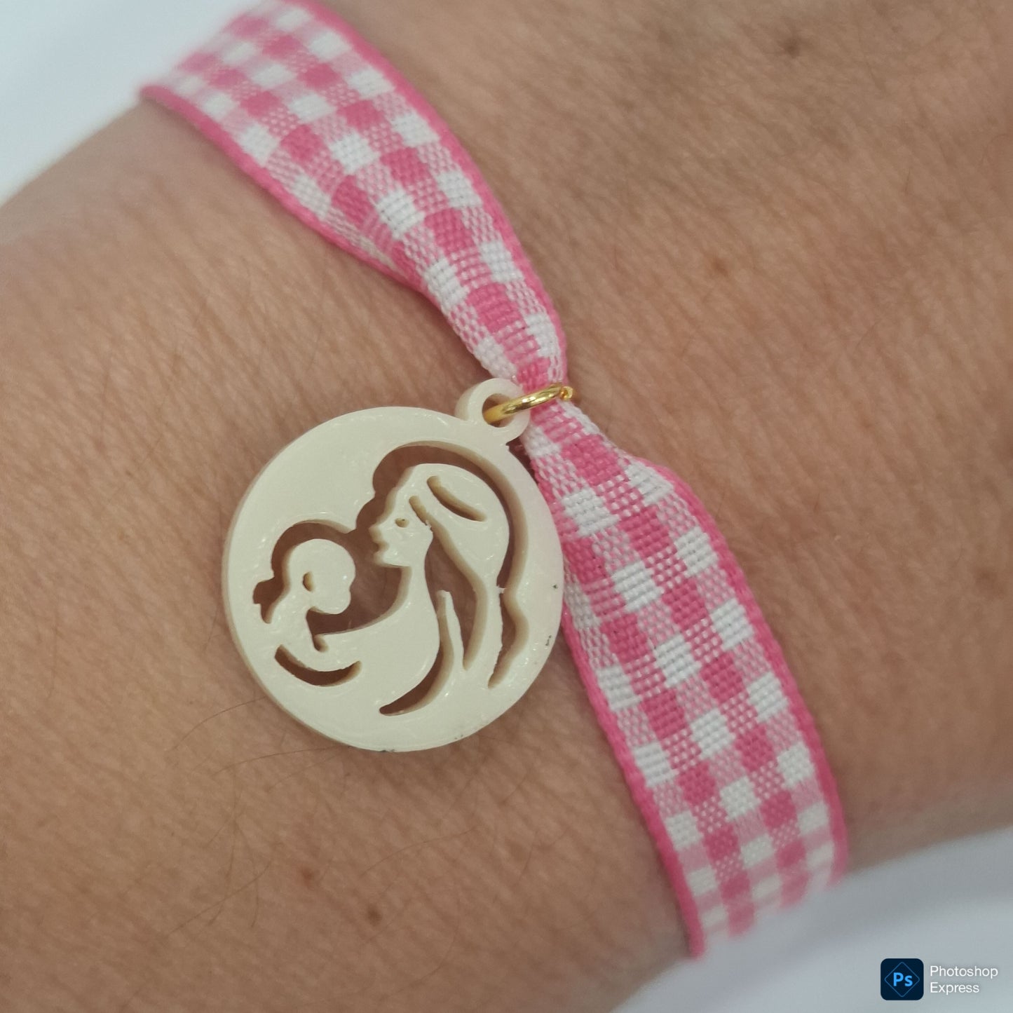 Pulsera cuadro Vichy VIRGEN NIÑA ACRÍLICA
