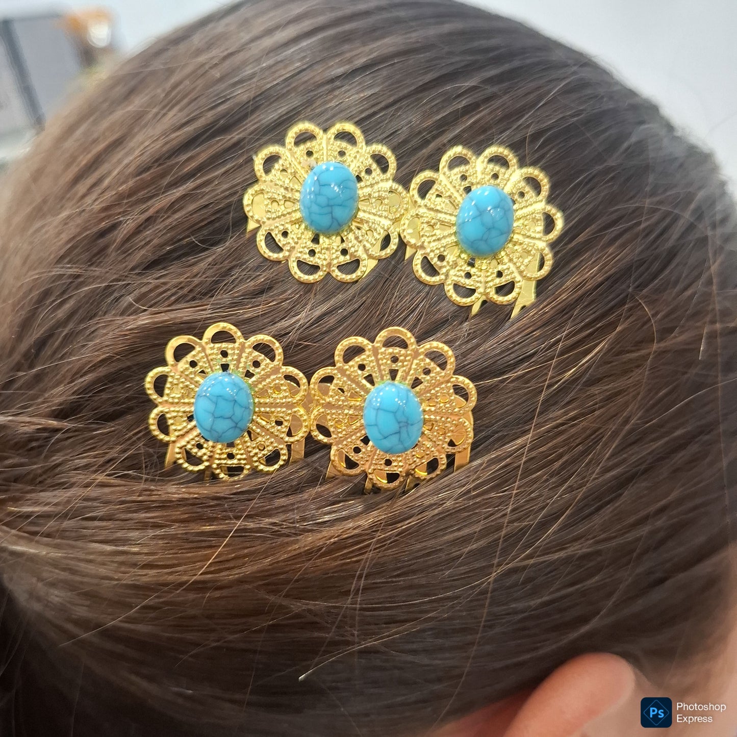 Peinas FLOR y piedras AZULES