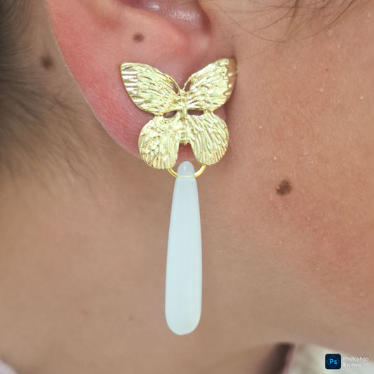 Pendientes MARIPOSA BLANCO GRISÁCEO