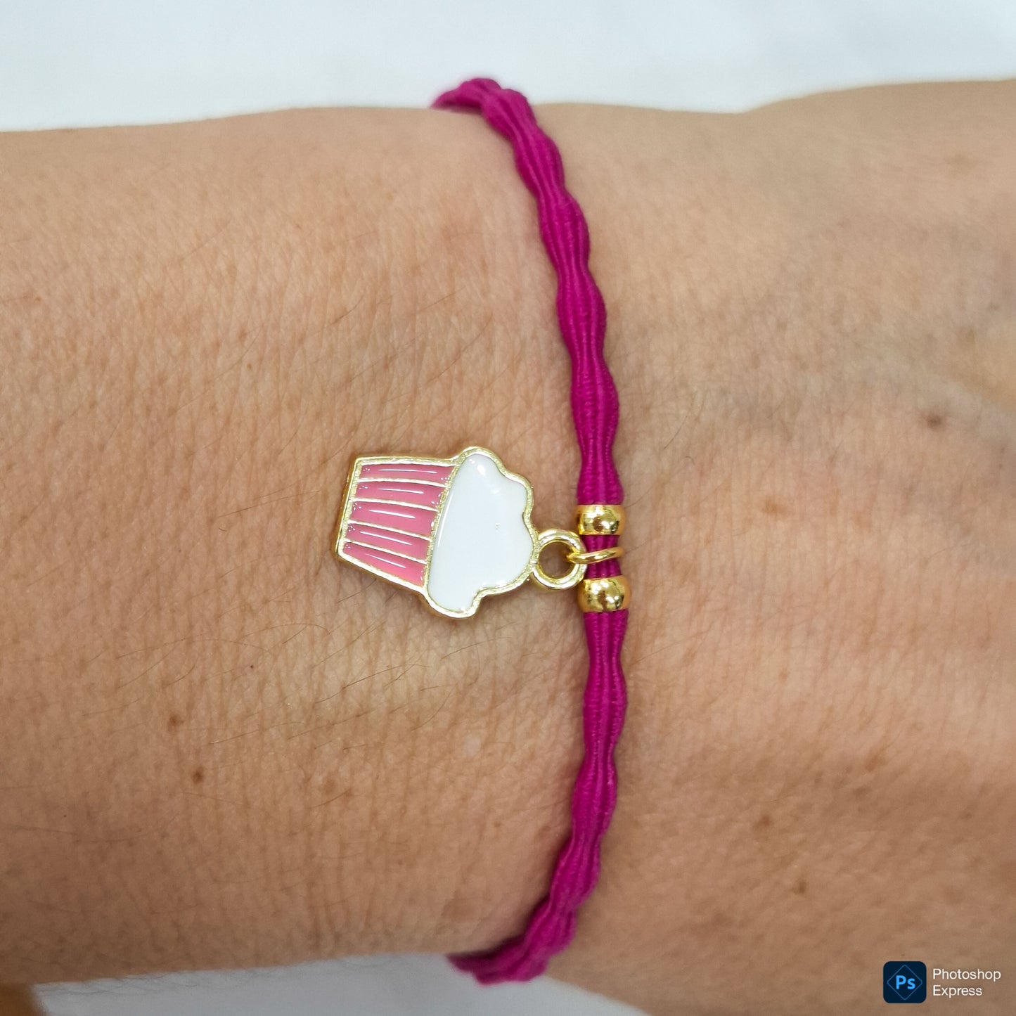 Pulsera goma rizada CUPCAKE