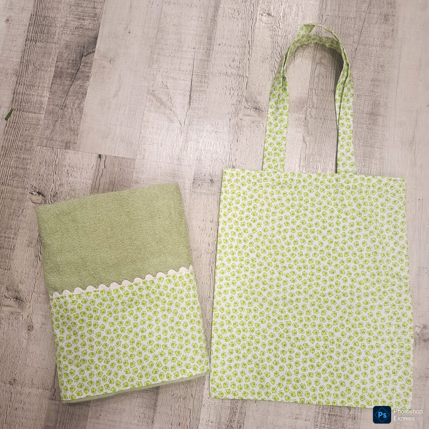 Tote y toalla PECES personalizada con nombre