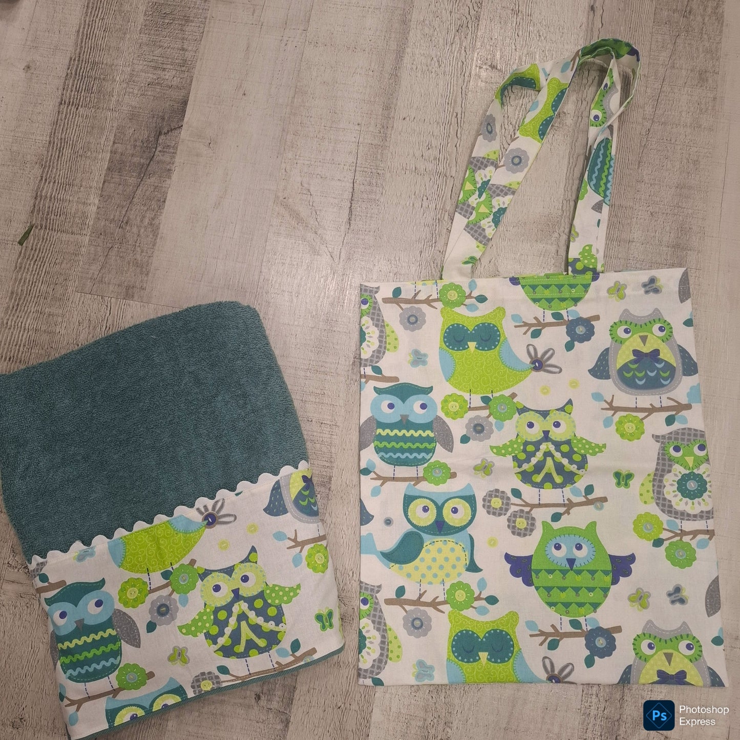 Tote y toalla BÚHOS personalizada con nombre