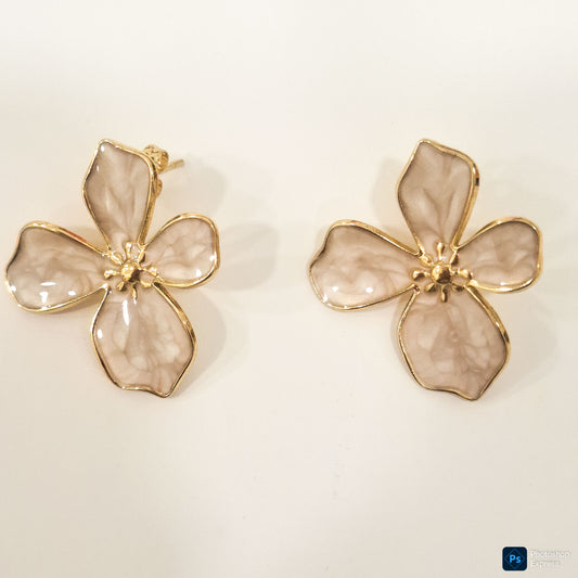 Pendientes acero FLOR esmaltada