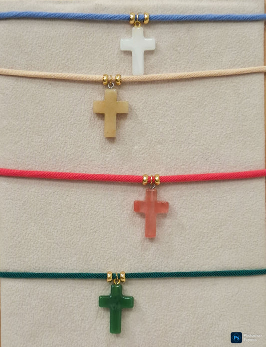 Collar elástico Cruz PIEDRA