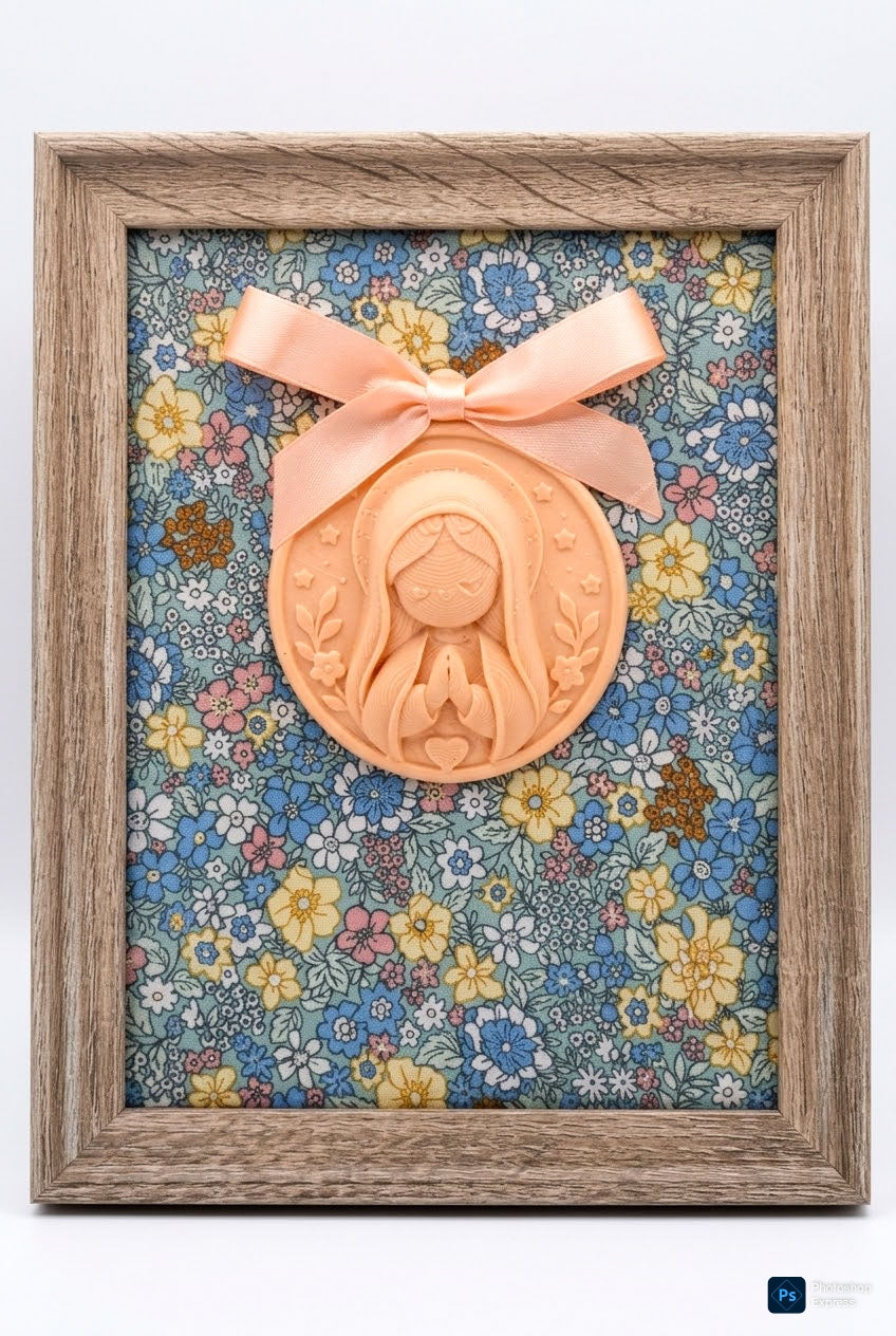 Cuadro Medallón Virgen Niña Mandarina