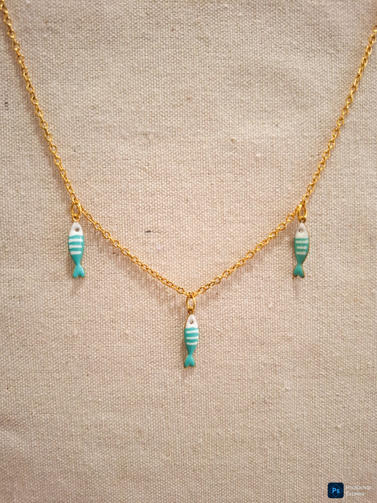 Collar acero PECES TURQUESA