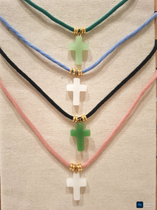 Collar elástico Cruz PIEDRA