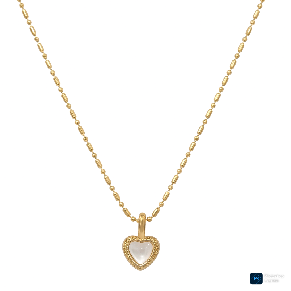 Collar ACERO CORAZÓN NÁCAR