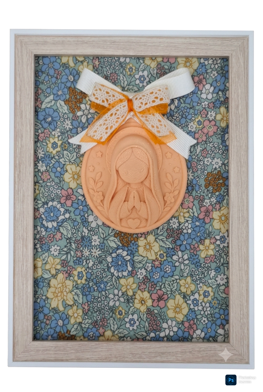 Cuadro Medallón Virgen Niña Mandarina