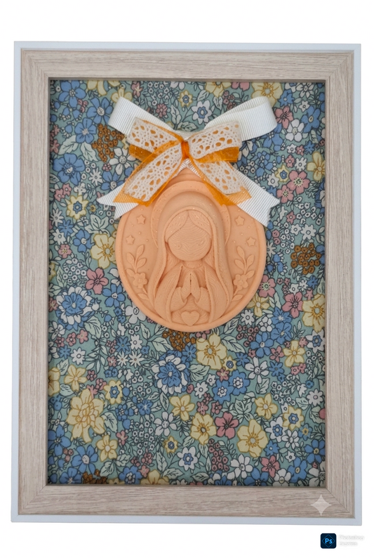 Cuadro Medallón Virgen Niña Mandarina