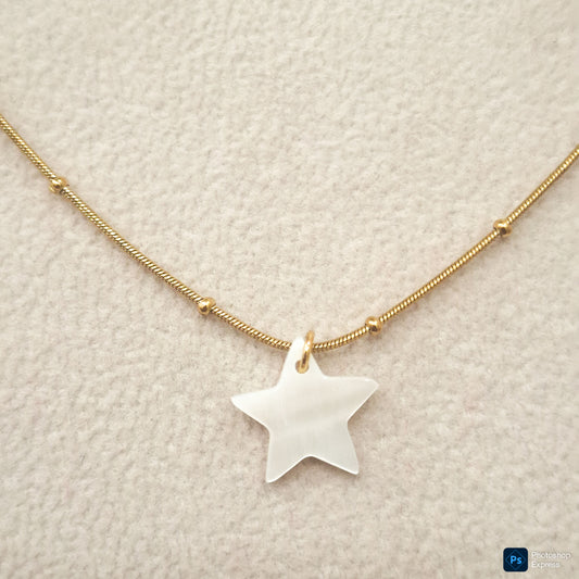 Collar ACERO ESTRELLA NÁCAR