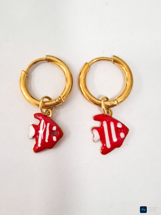 Pendientes PEZ GLOBO rojos